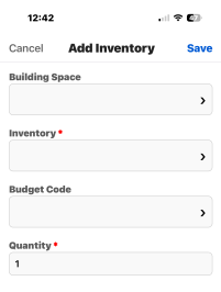 Add Inventory screen. 